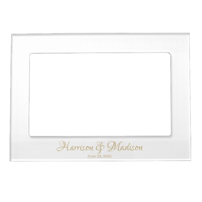 Elegant Script Custom Text Monogram Wedding Magnetic Frame (Front)