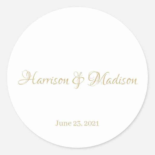 Elegant script custom Wedding favor tag stickers (Front)