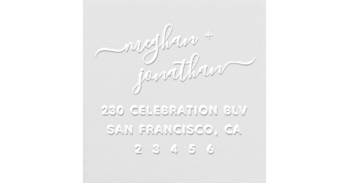 Elegant Script Custom Wedding Names Return Address Embosser Zazzle