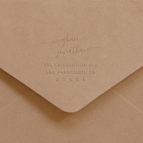 Elegant Script Custom Wedding Names Return Address Embosser