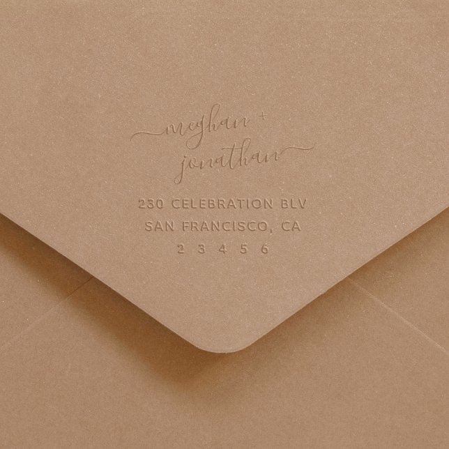 Elegant Script Custom Wedding Names Return Address Embosser (Creator Uploaded)