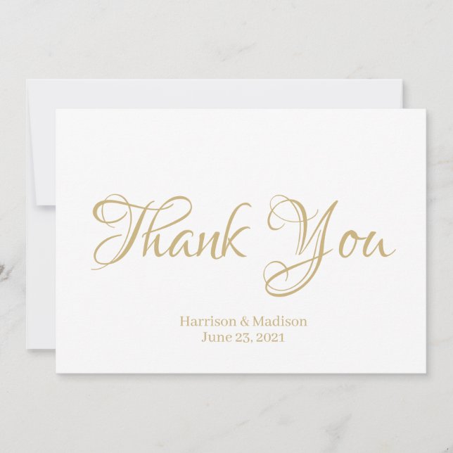 Elegant Script Custom Wedding Thank You Note Card (Front)