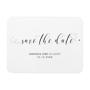 Elegant Script Cute Heart Wedding Save the Date Magnet
