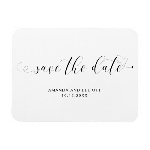 Elegant Script Cute Heart Wedding Save the Date Magnet