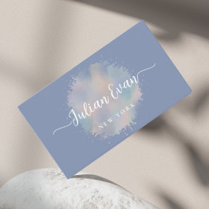 Elegant Script Dandelion Blue Healthcare Business Card