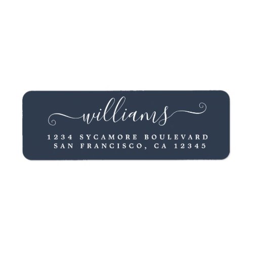 Elegant Script Dark Blue Family Return Address Label