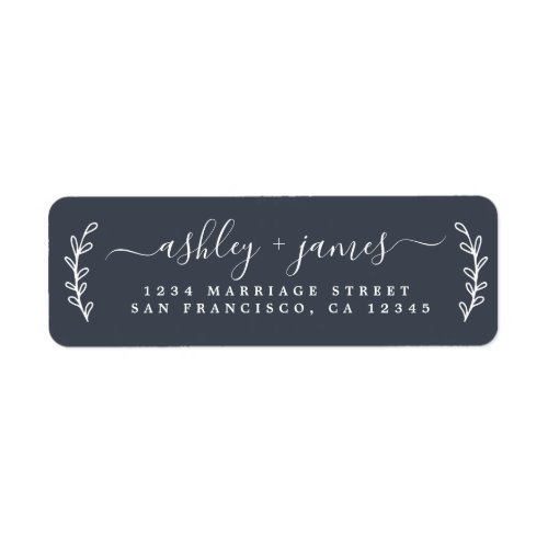 Elegant Script Dark Blue Wedding Return Address Label