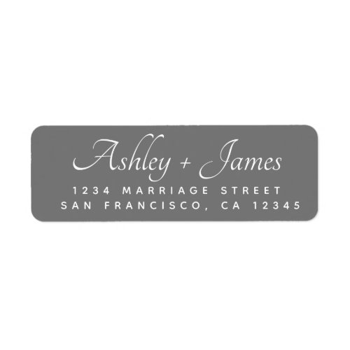 Elegant Script Dark Gray Wedding Return Address Label