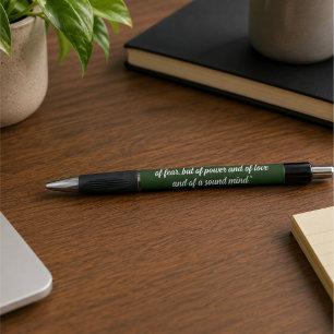 Elegant Script Dark Green Bible Verse Pen
