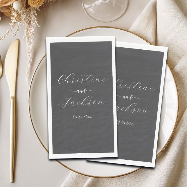 Elegant Script Dark Grey Wedding Paper Guest Towels (Creator Uploaded)