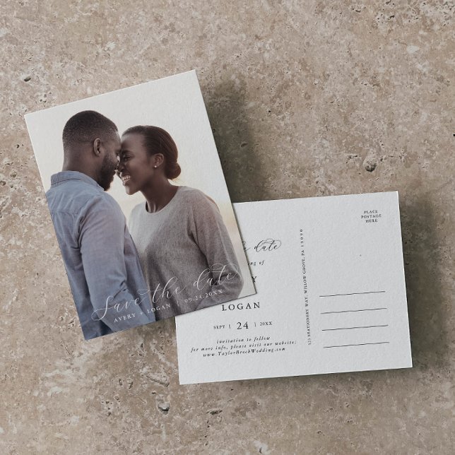 Elegant Script Dark Photo Template Save the Date (Creator Uploaded)