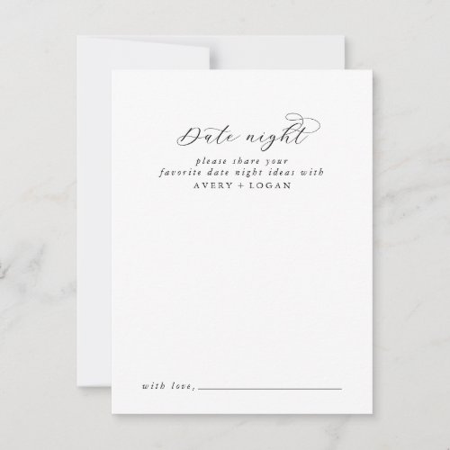Elegant Script Date Night Idea Advice Card
