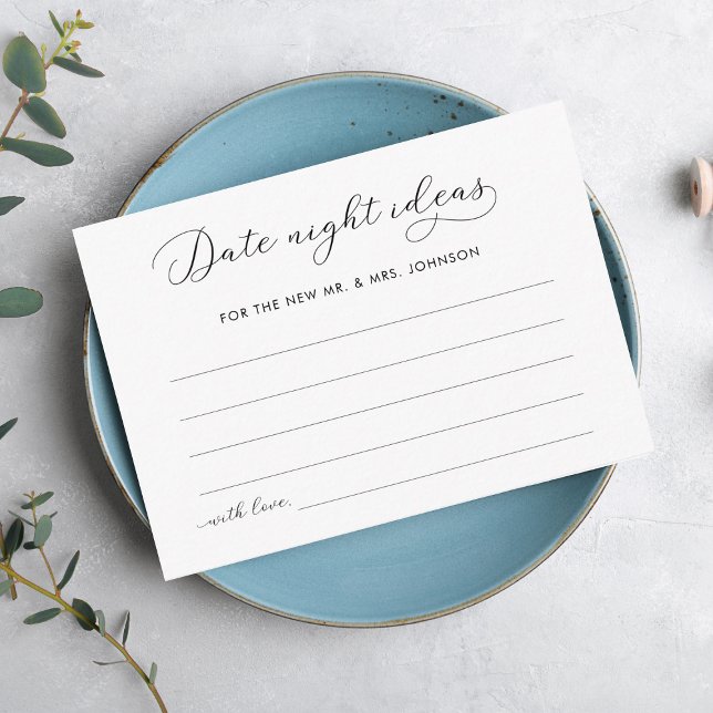 Elegant Script Date Night Ideas Bridal Shower Enclosure Card (Creator Uploaded)