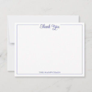 Elegant Script Deep Blue Thank You Stationery Card