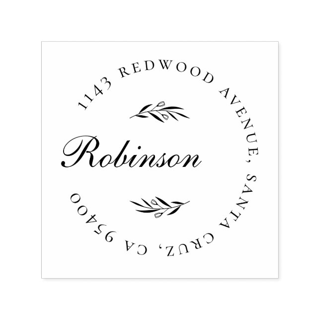 Elegant Script & Delicate Branches Return Address Self-inking Stamp (Design)