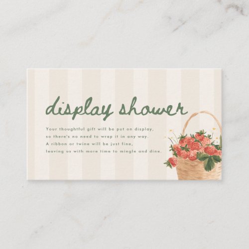 Elegant Script Display Shower Striped Baby Shower Enclosure Card