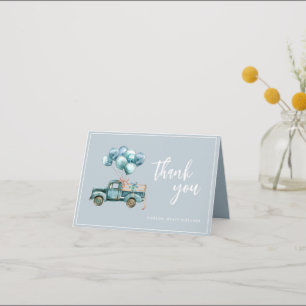 Elegant Script Dusty Blue Baby Boy Thank You Card