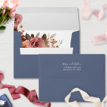Elegant Script, Dusty Blue, Blush Burgundy Floral Envelope<br><div class="desc">Elegant dusty blue envelope with delicate blush and burgundy floral detail inside. Outside flap modern hand written Script monogram area for you to add your name(s) and address.Part of our "Heaven in Rose Floral and Dusty Blue" wedding and events collection.</div>