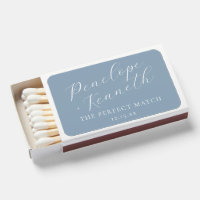 Elegant Script Dusty Blue Custom Wedding Favor
