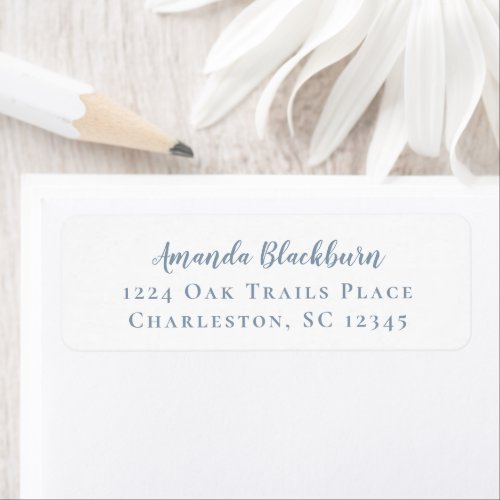 Elegant Script Dusty Blue Delicate Calligraphy Label