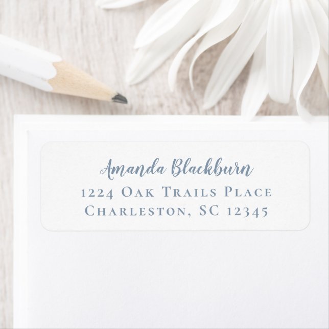 Elegant Script Dusty Blue Delicate Calligraphy Label (Insitu)