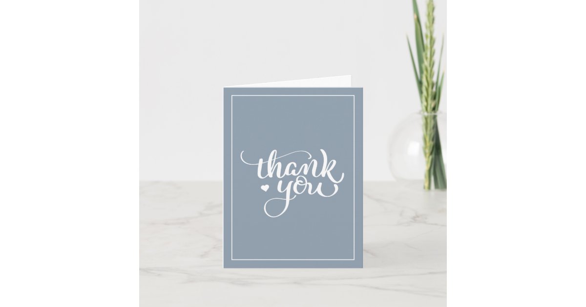 Elegant Script Dusty Blue Thank You Card | Zazzle