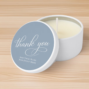Elegant Script Dusty Blue Thank You Mini Candle Favors