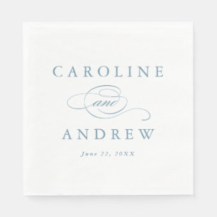 Elegant Script Dusty Blue Wedding Napkins