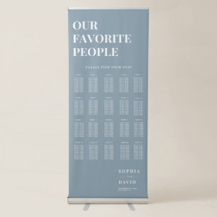 Elegant Script Dusty Blue Wedding Seating Chart Retractable Banner