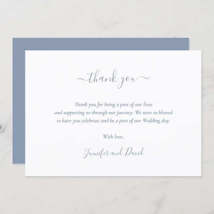 Elegant Script Dusty Blue Wedding Thank You Card | Zazzle.com