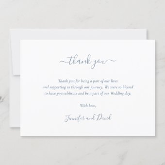 Elegant Script Dusty Blue Wedding Thank You Card | Zazzle