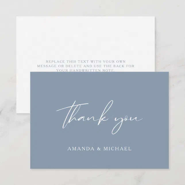 Elegant Script Dusty Blue Wedding Thank You Card | Zazzle