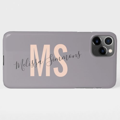 Elegant script dusty lavender pink name monogram iPhone 11Pro max case