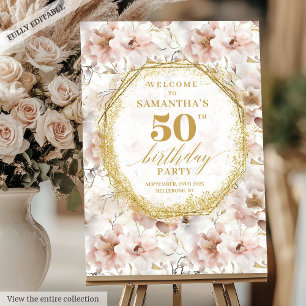 Elegant Script Dusty Pink Birthday Welcome Poster