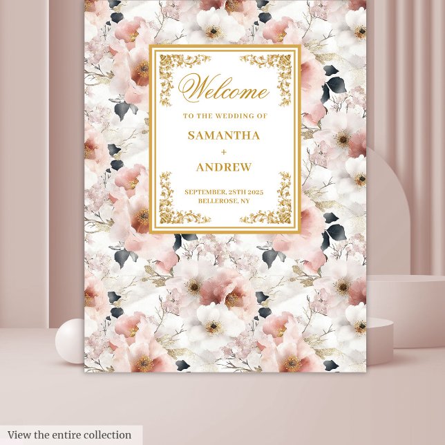 Elegant Script dusty pink floral wedding tapestry (Elegant Script dusty pink floral wedding tapestry)