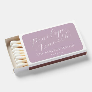 Elegant Script Dusty Purple Custom Wedding Favor Matchboxes