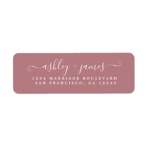 Elegant Script Dusty Rose Wedding Return Address Label