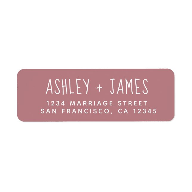 Elegant Script Dusty Rose Wedding Return Address Label (Front)
