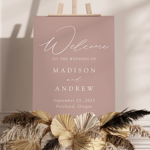 Elegant Script Dusty Rose Wedding Welcome Sign