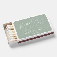 Elegant Script Dusty Sage Custom Wedding Favor
