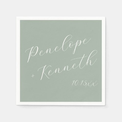 Elegant Script Dusty Sage Green Wedding Custom 