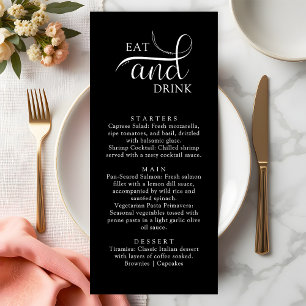 Elegant Script Eat and Drink Wedding Menu Cards