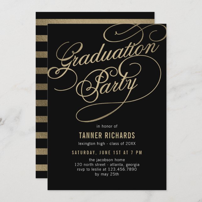 Elegant Script EDITABLE COLOR Graduation Invite (Front/Back)