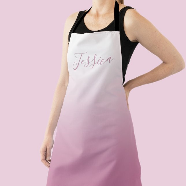 Elegant Script & Editable Pink (any color) Ombre Apron (Creator Uploaded)