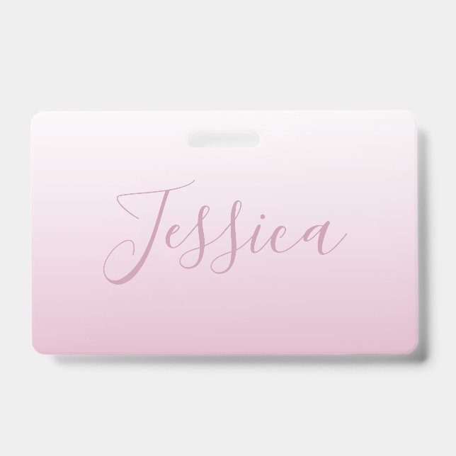 Elegant Script & Editable Pink (any color) Ombre Badge (Front)