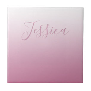 Elegant Script & Editable Pink (any color) Ombre Ceramic Tile