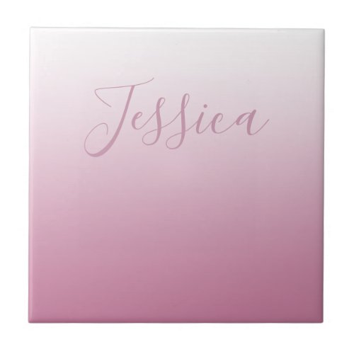 Elegant Script  Editable Pink any color Ombre Ceramic Tile