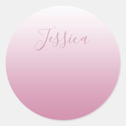 Elegant Script  Editable Pink any color Ombre Classic Round Sticker