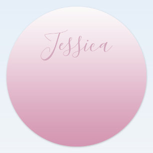 Elegant Script & Editable Pink (any color) Ombre Classic Round Sticker