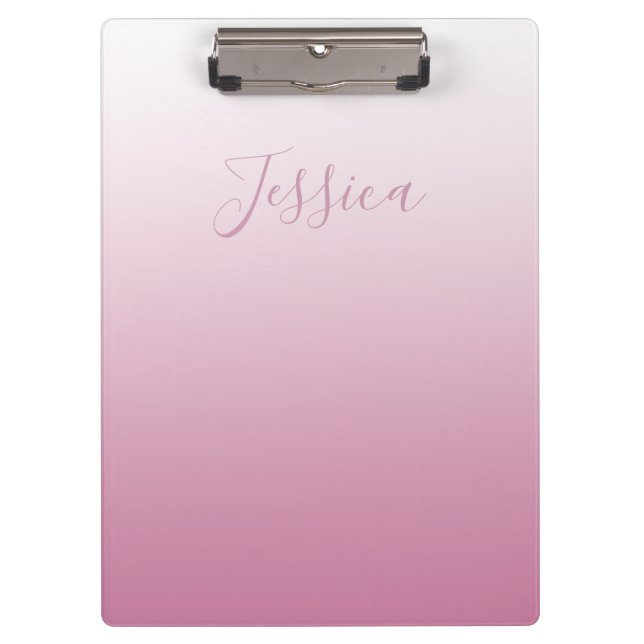 Elegant Script & Editable Pink (any color) Ombre Clipboard (Front)
